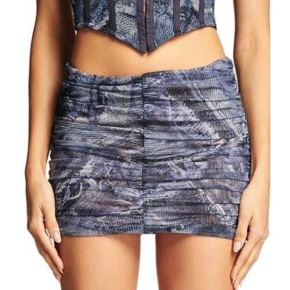 I.AM.GIA Mini Skirt Ruched Blue Green Size Small - Picture 1 of 4